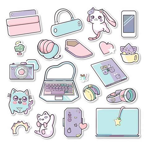 Cute laptop planner sticker set | Premium AI-generated image