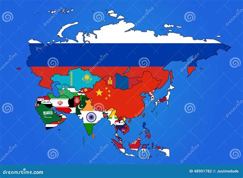 Asia Flag Map stock vector. Illustration of asia, colored - 48901782