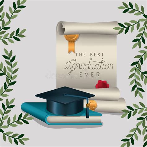 Graduation Card with Hat and Diploma Stock Vector - Illustration of ...