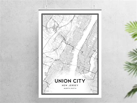 Union City Map Print Union City Map Poster Wall Art Nj City - Etsy