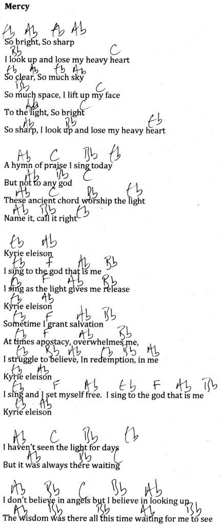 Chords for Mercy - Christopher Green