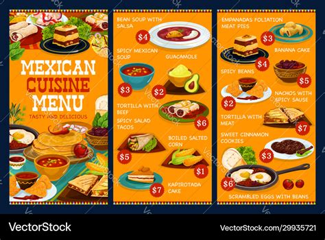 Authentic mexican cuisine food mexico cafe menu Vector Image