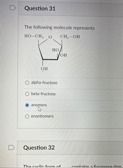 Solved The following molecule represents alpha-fructose | Chegg.com