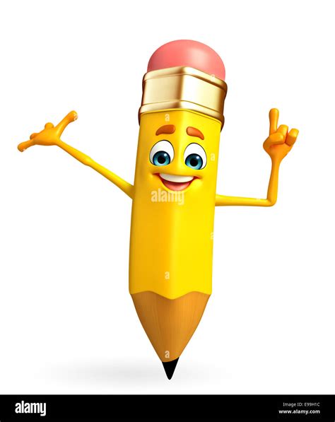 Cartoon Character of pencil is pointing Stock Photo - Alamy