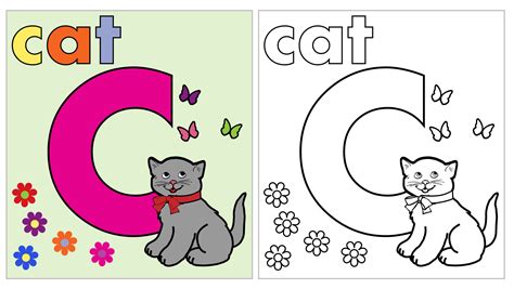 Cat Coloring Page Letter C Free Stock Photo - Public Domain Pictures