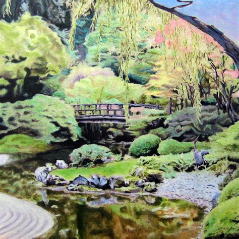 Zen Japanese Garden- Panel 2 Painting by Chris Ripley