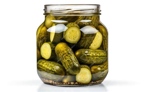 Premium AI Image | Pickle Jar and Slices on White Background