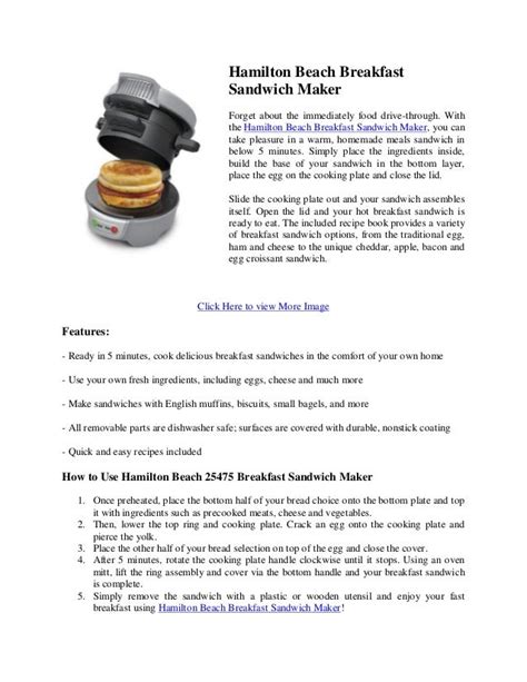 Hamilton Beach 25475 Breakfast Sandwich Maker, Gray Review