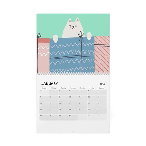 Cat Calendar 2024 Cat Wall Calendar 2024 New Year Calendar Christmas ...