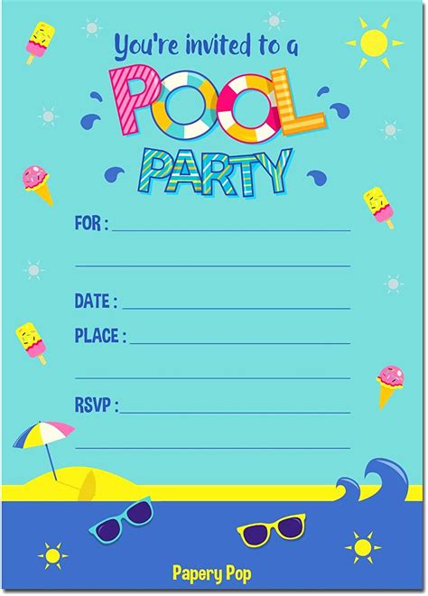 Printable Birthday Invitations Pool Party - Printable Templates