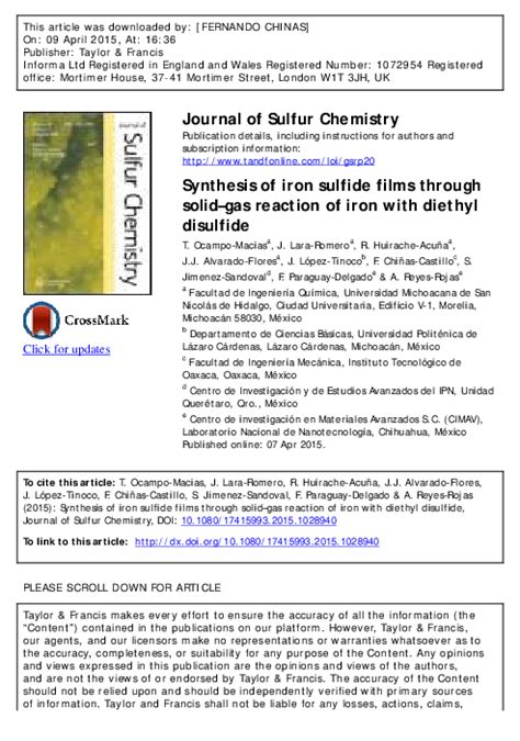 Synthesis of iron sulfide films through solid–gas reaction of iron with ...