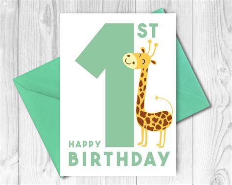 First Birthday Card Printable 1 Year Old Birthday Card Gender Neutral ...