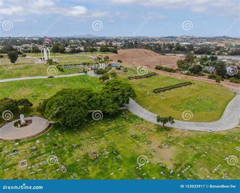 Aerial View of Greenwood Memorial Park with Memorial Statue and ...