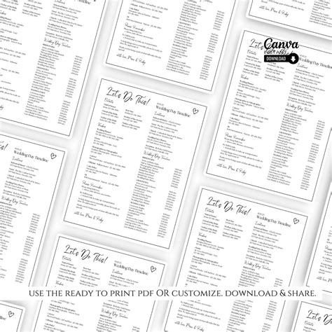 Editable Wedding Day Timeline Template, Printable Wedding Itinerary ...