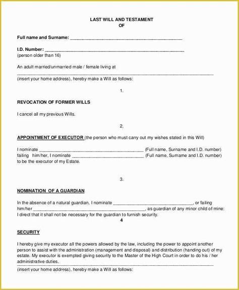 Free Last Will and Testament Template Pdf Of 7 Sample Last Will and ...