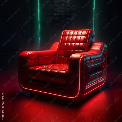 Red retro gaming chair in cyberpunk style. Very comfortable futuristic ...