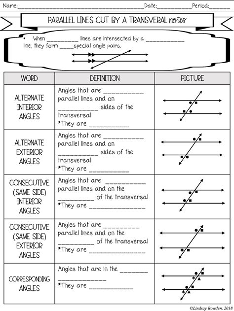 Special Angle Pairs Notes - Lindsay Bowden