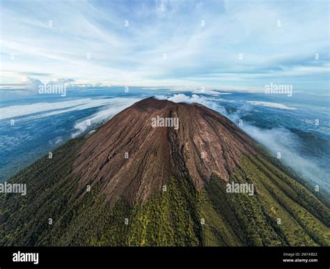 Aerial view of Mount Slamet or Gunung Slamet is an active stratovolcano ...