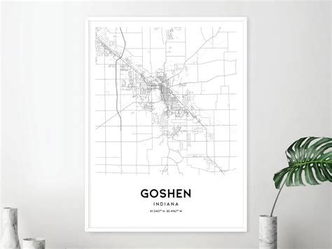 Goshen Map Print, Goshen Map Poster Wall Art, in City Map, Indiana ...