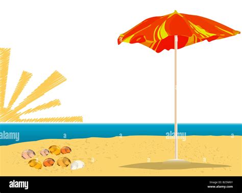 Summer Beach Illustration Stock Photo - Alamy