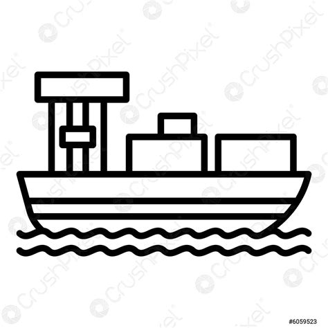 Cargo ship icon, outline style - stock vector 6059523 | Crushpixel