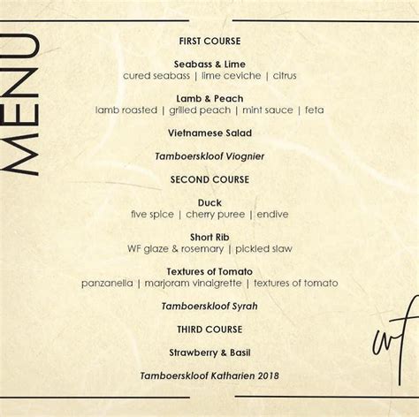 Menu at Wood & Fire restaurant, Pretoria, Veale St