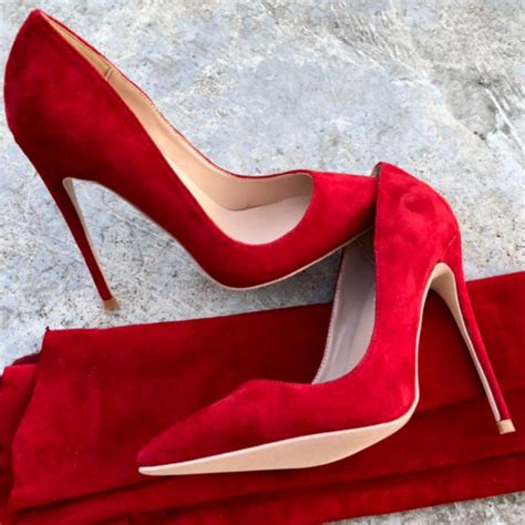 Keshangjia 12cm Stilettos Women Pointed Toe Red Suede High Heels Pump ...