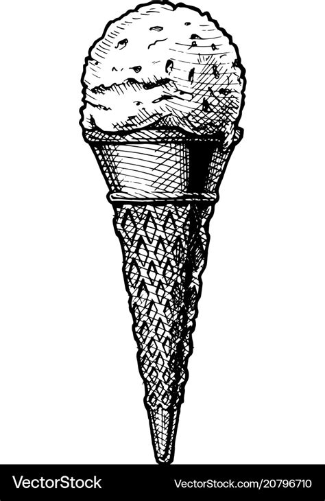 Ice cream scoop in a cone Royalty Free Vector Image