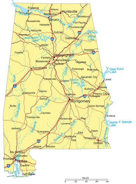 Alabama County Map With Cities And Roads