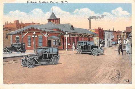 Fulton New York Railroad Station Street View Antique Postcard K53818 ...