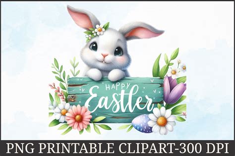 Cute Easter Bunny Sign Clipart Graphic by ArtStory · Creative Fabrica