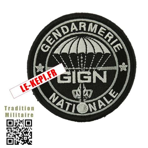 GIGN ECUSSON GENDARMERIE BRODE BASSE VISIBILITE NOIR forme ronde