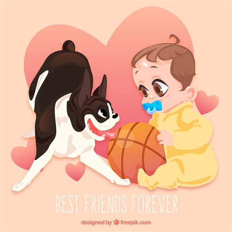 Lindo fondo de bebé jugando con un perro | Vector Gratis