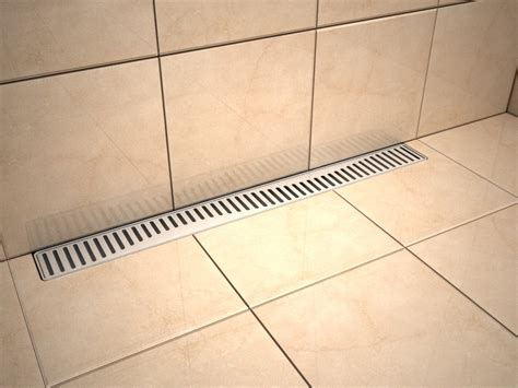 Linear stainless steel shower drains with grate and 700mm flange