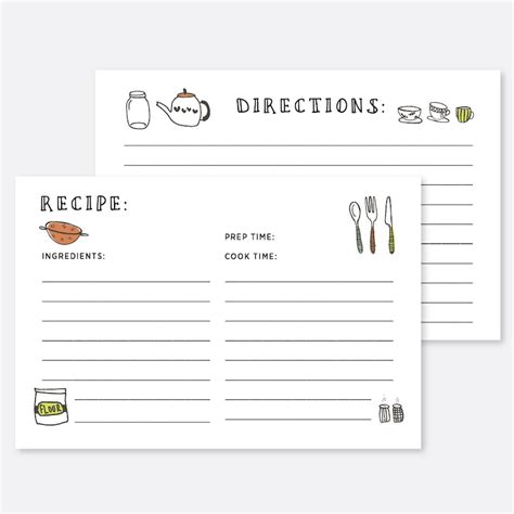 Printable Recipe Card Recipe Card Template 4x6 Kitchen - Etsy