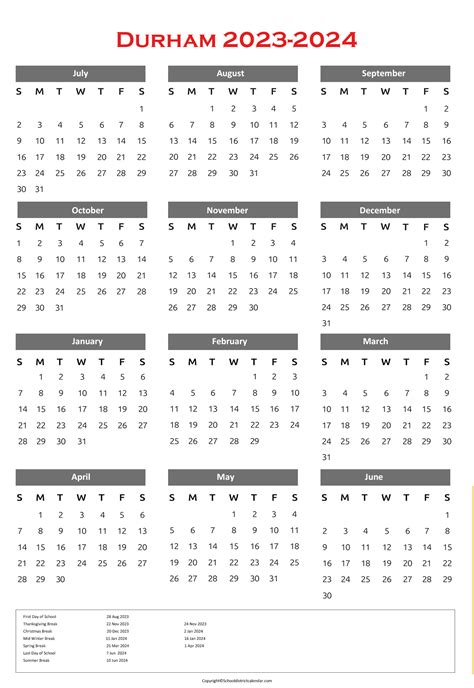 Durham Public Schools Calendar Holidays 2023-2024