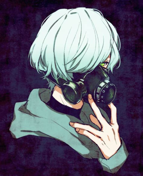 anime, art, boy, pretty, blue, and gas mask image | Gas mask, Anime gas ...