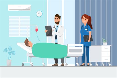 Medical concept with doctor and patients in flat cartoon on hospital ...