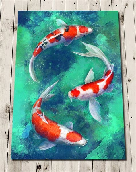 Japanese Koi Fish Print Painting - Koi Carp Print - Zen Wall Artwork ...