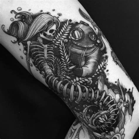 Alluring Mermaid Skelton Surreal Tattoo Idea | Surreal tattoo, Diver ...