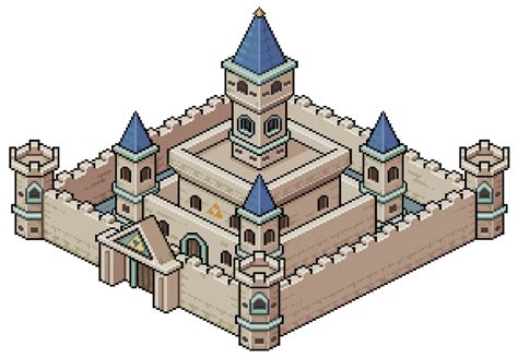 icône de vecteur de château médiéval isométrique pixel art pour jeu ...