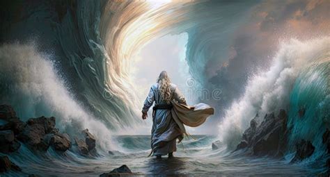 Moses Parting the Red Sea stock illustration. Illustration of holy ...