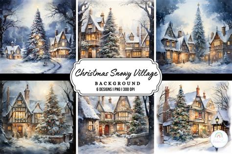 Snowy Christmas Village Background