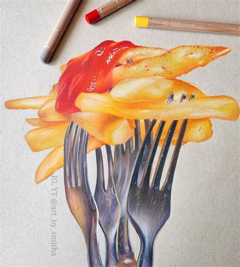 Realistic Food Drawing with Colored Pencils | Food drawing, Toned paper ...