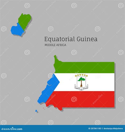 Map of Equatorial Guinea with National Flag Stock Illustration ...