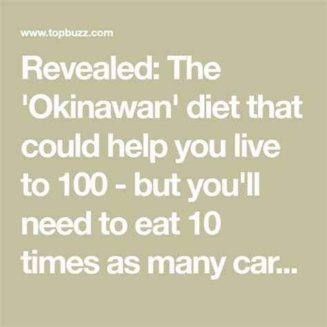 Revealed: The 'Okinawan' diet that could help you live to 100 - but you ...