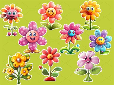 36 Digital Cute Flower Clip Art Set, Cute Flower Sticker, Cute Flower ...