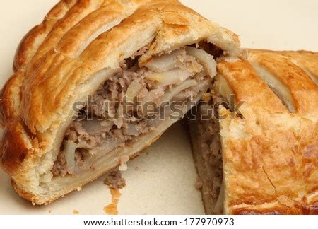 Cornish Pasty Showing Meat Vegetable Filling Stock Photo (Royalty Free ...