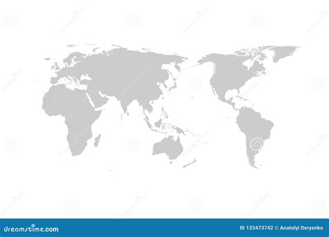 Grey World Map Vector Flat Design, Asia in Center. Stock Vector ...