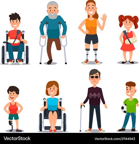 Disability people cartoon sick and disabled Vector Image